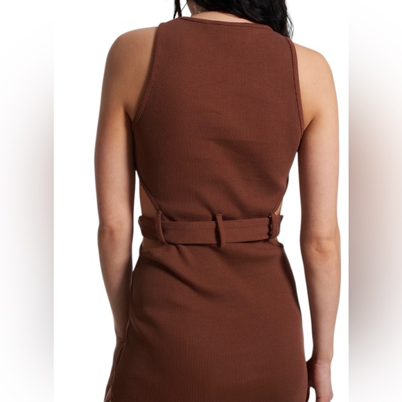 Ragged Priest Cut Out Sleeveless Brown Ribbed Midi Dress Size 14/Large NWT - Picture 8 of 13